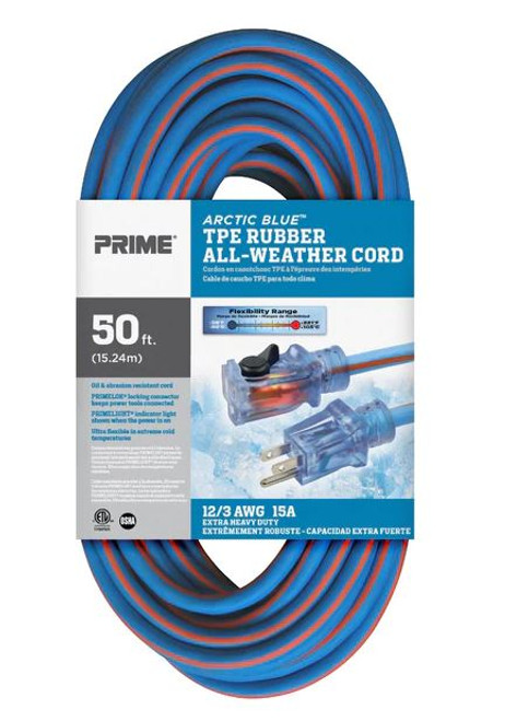 50FT 12/3 ARCTIC BLUE ALL-WEATHER LOCKING EXTENSION CORD