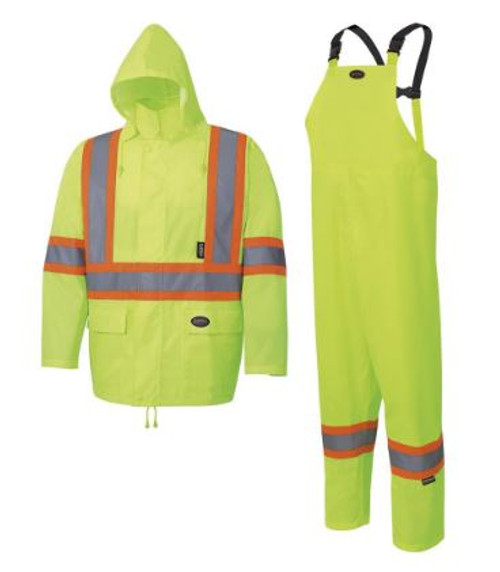 HI-VIZ RAINSUIT - 150D OXFORD POLYESTER/PU - HI-VIZ YELLOW/GREEN - M