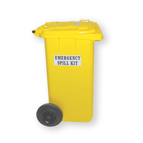 OIL ONLY SPILL KIT, MEDIUM YELLOW MOBILE BIN, 150 L CAPACITY