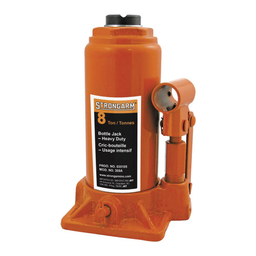 STRONGARM 030105 Heavy Duty Hydraulic Manually Operated Standard Bottle Jack, 8 ton Lifting, 7-3/4 in H Min Lifting, 15-3/4 in H Max Lifting