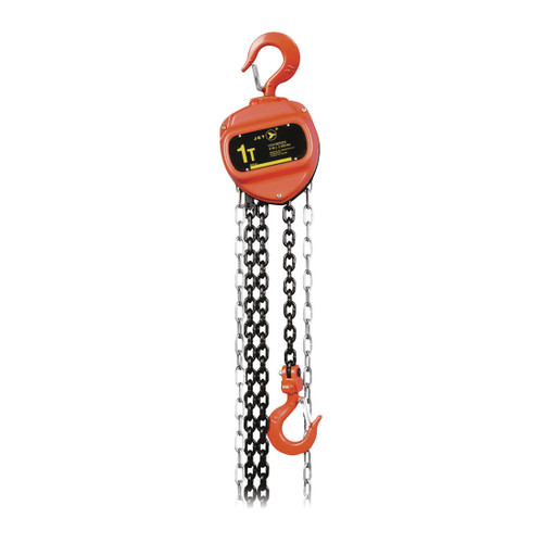 JET 101012 VCH Standard Duty Chain Hoist, 1 ton Load, 10 ft H Lifting, 12-1/16 in Min Between Hooks, 33 mm Hook Opening, 68 lb Rated