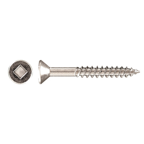 Paulin Papco 197-095 Partially Threaded Wood Screw, #6-18, 1-1/2 in OAL, Flat Head, Carbon Steel, Square Socket Drive, Zinc Plated
