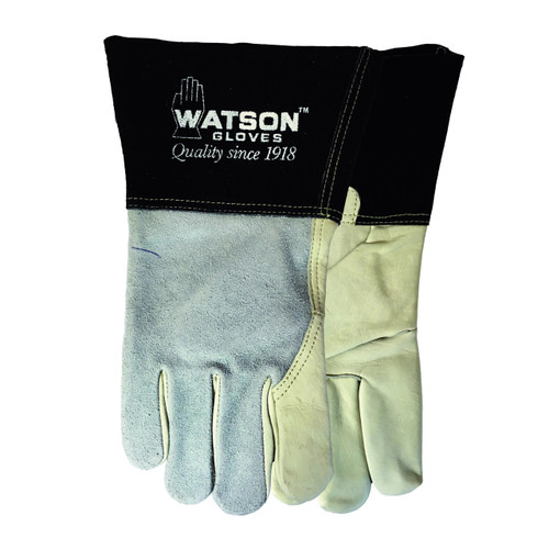 Watson 2757-L Fabulous Fabricator Welding Gloves, L, Split Cowhide Leather, Cotton Fleece Lining, Gauntlet Cuff