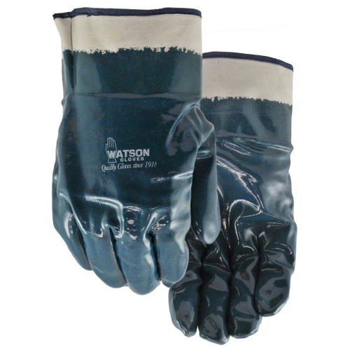 Watson N660T-XL Tough As Nails Heavy Duty Chemical-Resistant Gloves, XL, Nitrile, Cotton Interlock Knit Lining, Resists: Acids, Alcohols, Caustics and Oils, Slip-On Cuff
