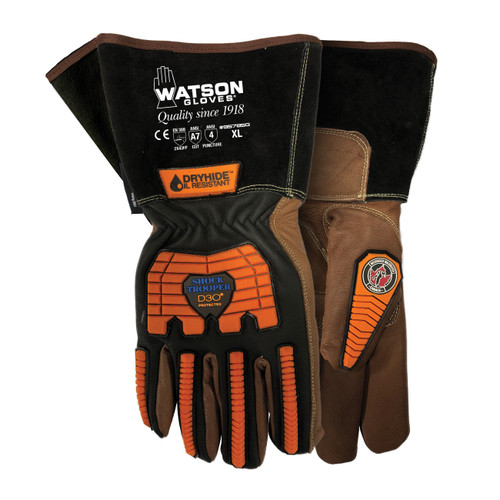 Shock Trooper 95785G-L 95785G High Performance Anti-Vibration Gloves, L, EVA Foam/Full Grain Goatskin Leather, Gauntlet Cuff, ANSI Cut-Resistance Level: A7