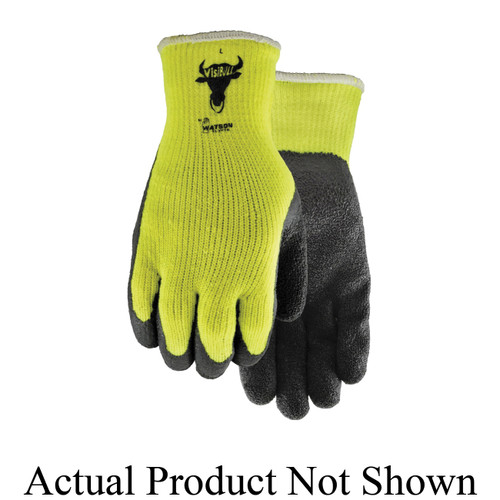 Watson 330-M Visibull Coated Cut-Resistant Gloves 330, M, Rubber Latex Coating, Cotton/Polyester, Knit Wrist Cuff, Resists: Abrasion, Blade Cut, Tear, Puncture, Dirt and Debris
