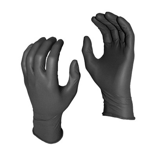 Grease Monkey 5555PF-L Disposable Gloves, L, Nitrile, Black, 11 in L, Non-Powdered, Textured, 8 mil THK, Ambidextrous Hand