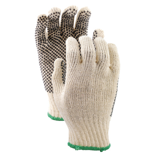 Watson 417-L Blue Dots General Purpose Gloves 417, Coated/Work, Dotted/Seamless Style, L, PVC Palm, Cotton/Poly, Cream, Knit Wrist Cuff, Resists: Dirt and Debris