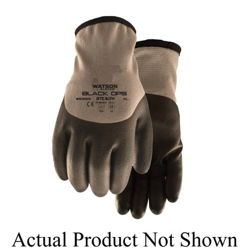 Stealth 9393-L Black Ops General Purpose Gloves, Wing Thumb Style, L, PVC/Nitrile Palm, Nitrile/PVC, Gray, Knit Wrist Cuff, Resists: Abrasion, Blade Cut, Chemicals, Puncture and Tear, Acrylic/Nylon Lining