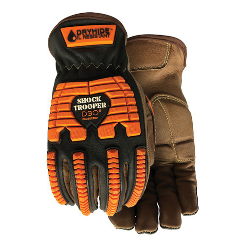 Shock Trooper 5785-L High Performance Anti-Vibration Gloves, L, EVA Foam/Full Grain Goatskin Leather, Slip-On Cuff, ANSI Cut-Resistance Level: A7