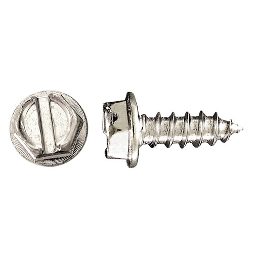 Paulin 213-282 Fully Threaded Hardened Self-Tapping Screw, #14, 1-1/4 in OAL, Carbon Steel, Indented Hex/Washer Head, Slotted Drive, Type A Point