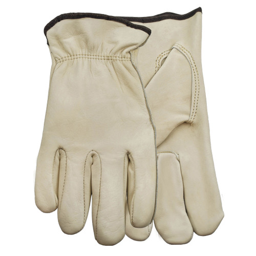 Watson 1653-X Man Handler General Purpose Driver Gloves, Inset Thumb Style, XL, Cowhide Palm, Cowhide, Off-White, Shirred Elastic Wrist/Slip-On Cuff, Unlined Lining