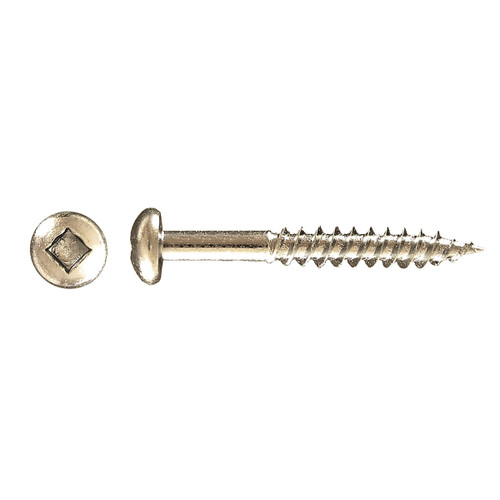 Paulin Papco 198-252 Partially Threaded Wood Screw, #12-11, 1-1/4 in OAL, Round Head, Carbon Steel, Square Socket Drive, Zinc Plated