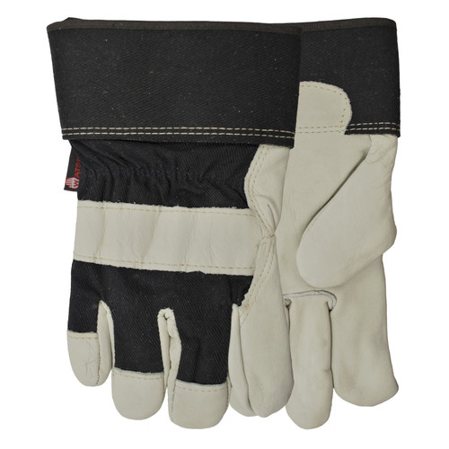 Watson 94006HW-S Big Dawg General Purpose Gloves, Leather Palm, Wing Thumb Style, S, Full Grain Cowhide Leather Palm, Cotton/Full Grain Cowhide Leather, Black/Gray, Slip-On Cuff, C100 Thinsulate Lining