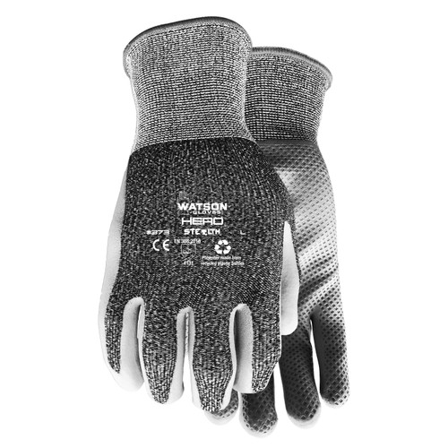 Stealth 373-L Hero Sustainable Gloves, Straight Thumb Style, L, Foam Nitrile Palm, Foam Nitrile/PET Polyester, Black/Gray, Knit Wrist Cuff, Foam Nitrile Coating, Resists: Cut