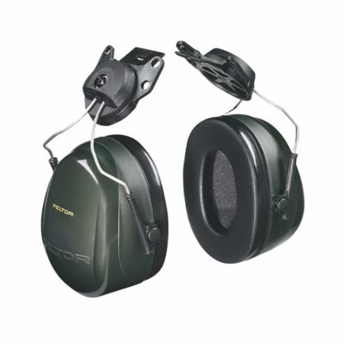 Peltor 7000009668 Optime 101 Cap Mount Hard Hat Earmuffs, 24 dB Noise Reduction, Black/Green, ANSI S3.19-1974, CSA Class AL