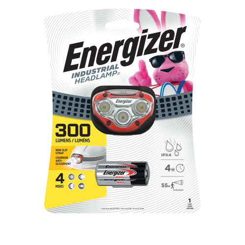 Energizer HDBIN32E Vision HD Hands-Free Headlight, LED Bulb, Plastic Housing, 150 Lumens, 3 Bulbs