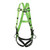 PEAKWORKS V8002210 Contractor 5-Point Adjustment Safety Harness, Universal, 400 lb Load, Grommet Leg Strap Buckle, Pass-Thru Chest Strap Buckle, Friction Shoulder Strap Buckle, Hi-Viz Green/Black