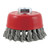 JET 554202 High Performance Cup Brush, 3 in Dia Brush, 0.02 in Dia Filament/Wire, Twist Knot, Carbon Steel Fill
