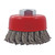 JET 554203 High Performance Cup Brush, 3 in Dia Brush, 0.02 in Dia Filament/Wire, Twist Knot, Carbon Steel Fill
