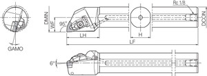 A25RDWLNL0832 Left-Hand, Negative Rake, Coolant-Through Boring Bar A25RDWLNL0832 Left-Hand, Negative Rake, Coolant-Through Boring Bar