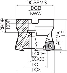 MFH 050R104T, MFH-RAPTOR, 50.00mm Cutting Diameter, High-Feed Face Mill MFH 050R104T, MFH-RAPTOR, 50.00mm Cutting Diameter, High-Feed Face Mill