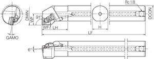 A25RDTFNL1632 Left-Hand, Negative Rake, Coolant-Through Boring Bar A25RDTFNL1632 Left-Hand, Negative Rake, Coolant-Through Boring Bar
