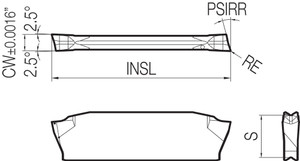 GDM 2520R015PF15D PR1535 Grade PVD Carbide, Indexable Cut-Off Insert GDM 2520R015PF15D PR1535 Grade PVD Carbide, Indexable Cut-Off Insert