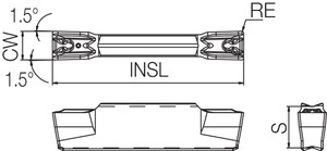 GDM 2420N020GL TN90 Grade Uncoated Cermet, Indexable Grooving Insert GDM 2420N020GL TN90 Grade Uncoated Cermet, Indexable Grooving Insert