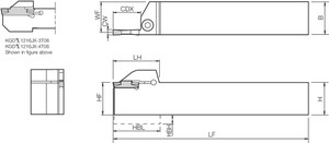 KGDL 2525M4T20, External Grooving Toolholder KGDL 2525M4T20, External Grooving Toolholder