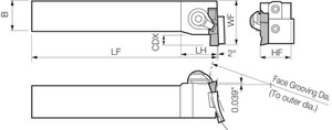 GFVTL 2525M352B, Face Grooving Toolholder GFVTL 2525M352B, Face Grooving Toolholder
