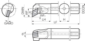 A12QPDUNR3 Right-Hand, Negative Rake, Coolant-Through Boring Bar