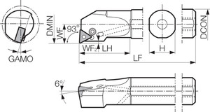 A16MPTUNR1120 Right-Hand, Negative Rake, Coolant-Through Boring Bar