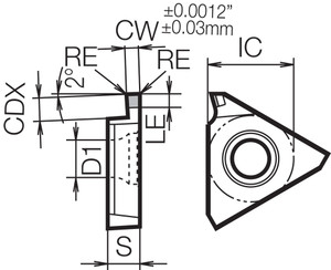 GBA 43L250010 KPD010 Grade PCD, Indexable Grooving Insert GBA 43L250010 KPD010 Grade PCD, Indexable Grooving Insert