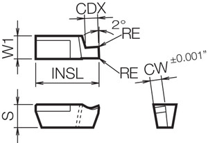 GV R125020S PR1225 Grade PVD Carbide, Indexable Grooving Insert GV R125020S PR1225 Grade PVD Carbide, Indexable Grooving Insert