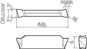GDG 2520R005PG15D PR1225 Grade PVD Carbide, Indexable Cut-Off Insert GDG 2520R005PG15D PR1225 Grade PVD Carbide, Indexable Cut-Off Insert