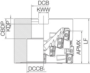 MEWH 100R1545TM (M-FOUR Series), Helical Shell Mill MEWH 100R1545TM (M-FOUR Series), Helical Shell Mill