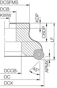 MFPN 454000R10T Inch Bore Diameter, 45 Degree Face Mill MFPN 454000R10T Inch Bore Diameter, 45 Degree Face Mill