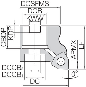 MFWN 902500R3T Inch Bore Diameter, 90 Degree Face Mill