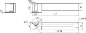 KGBAR 2525K2225JCT, Coolant-Through External Grooving Toolholder KGBAR 2525K2225JCT, Coolant-Through External Grooving Toolholder