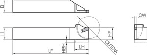 KTKHL 1212H2S, Cut-Off Toolholder KTKHL 1212H2S, Cut-Off Toolholder