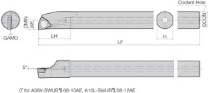 A16TSWUPR3AE Right-Hand, Positive Rake, Coolant-Through Boring Bar A16TSWUPR3AE Right-Hand, Positive Rake, Coolant-Through Boring Bar