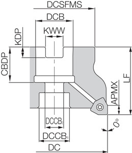 MFWN 90080R057T Inch Bore Diameter, 90 Degree Face Mill