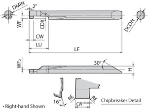 EZGR 040040150S PR1225 Grade PVD Carbide, Micro Internal Grooving Bar EZGR 040040150S PR1225 Grade PVD Carbide, Micro Internal Grooving Bar