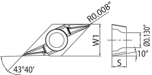 CH050345 PR1535 Grade PVD Carbide, Indexable Chamfering Attachment Insert CH050345 PR1535 Grade PVD Carbide, Indexable Chamfering Attachment Insert