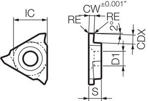 TGF 32R095010 PR1215 Grade PVD Carbide, Indexable Grooving Insert TGF 32R095010 PR1215 Grade PVD Carbide, Indexable Grooving Insert