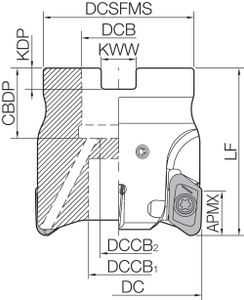 MEAS 2000R134T Inch Bore Diameter, 90 Degree Face Mill