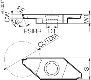 TKF 16L200S16DR PR1725 Grade PVD Carbide, Indexable Cut-Off Insert TKF 16L200S16DR PR1725 Grade PVD Carbide, Indexable Cut-Off Insert