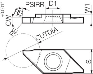 TKF 12R070NB PR1725 Grade PVD Carbide, Indexable Cut-Off Insert TKF 12R070NB PR1725 Grade PVD Carbide, Indexable Cut-Off Insert