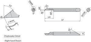 EZVBR 045040010 PR1225 Grade PVD Carbide, Micro Boring Bar EZVBR 045040010 PR1225 Grade PVD Carbide, Micro Boring Bar